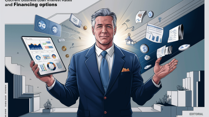 An illustration of a business professional analyzing financial data and interest rates amidst towering city skyscrapers and economic indicators.